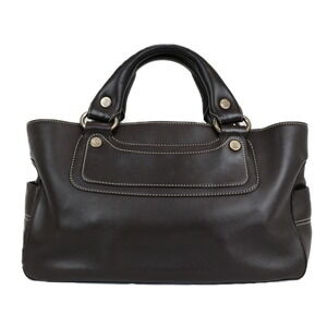 Celine Boogie Bag Dark Brown Black Leather